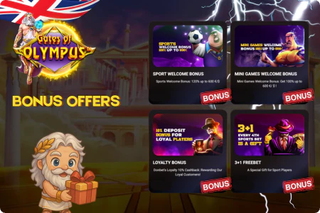 Casino bonuses available for Gates of Olympus in the UK